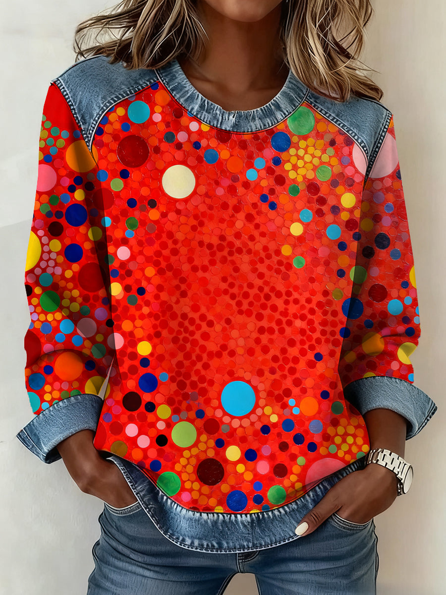 Frauen Deutschland Köln Karneval Muster Patchwork Kunst Sweatshirt