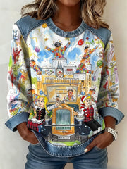 Frauen Deutschland Köln Karneval Muster Patchwork Kunst Sweatshirt