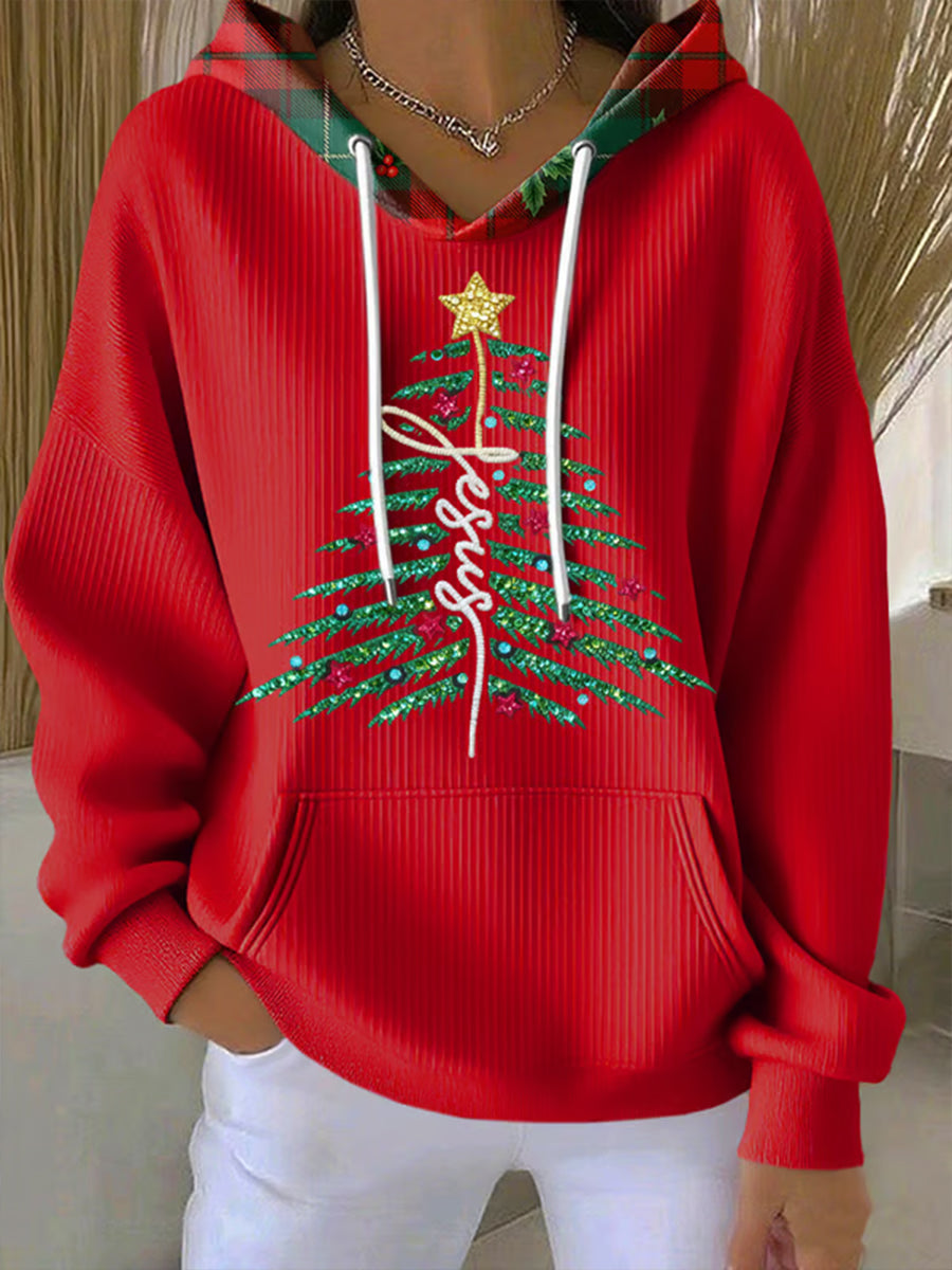 Damen Jesus Weihnachts baum Print Hoodie