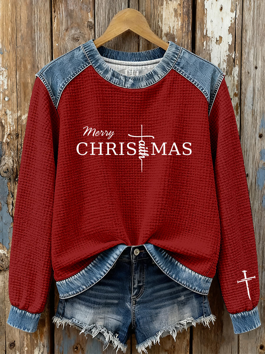 Damen-Weihnachts kreuz druck Casual Top