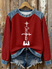 Damen-Weihnachts kreuz druck Casual Top