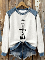 Damen-Weihnachts kreuz druck Casual Top