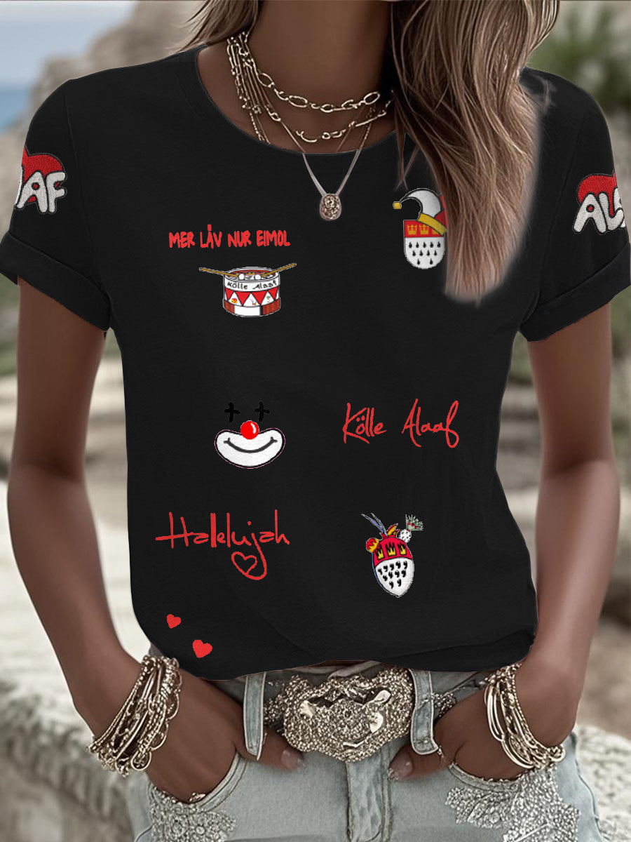 Frauen karneval Kunst bedrucktes T-Shirt