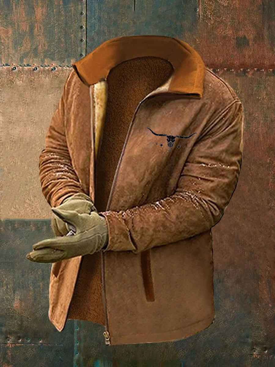 Herren Vintage Western bedruckte Freizeit jacke