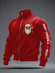 Herren Lustige Frohe Weihnachten Bruh Weihnachts mann Print Casual Reiß verschluss Sweatshirt