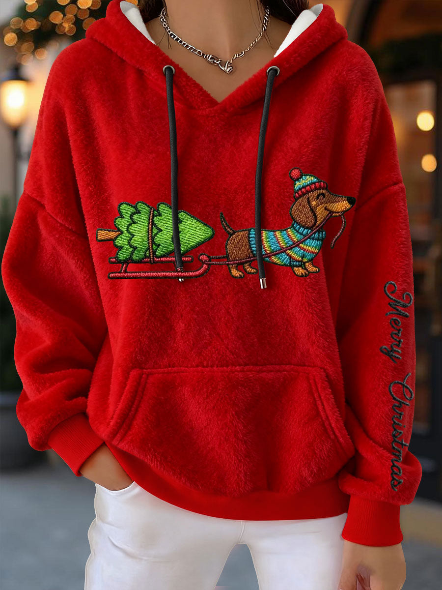 Damen-Weihnachts-Dackel-Flanell-Hoodies