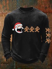 Herren lustige Weihnachts männer Cookie Weihnachts kunst Druck Waffel lang ärmel iges T-Shirt