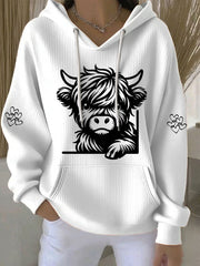 Women's Highland Cow Print Casual Hoodie