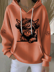 Women's Highland Cow Print Casual Hoodie