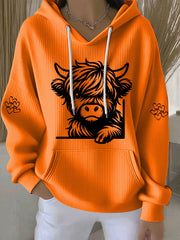 Women's Highland Cow Print Casual Hoodie