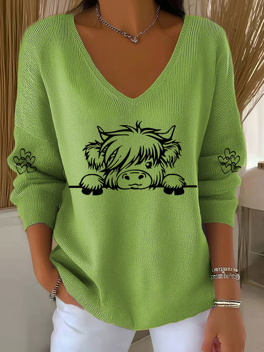Women's Highland Cow Print Casual Top