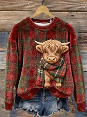 Women's Cute Cow Art Flannel Top