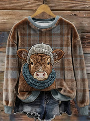 Women's Lovely Highland Cow Scotland  Flannel Hoodie