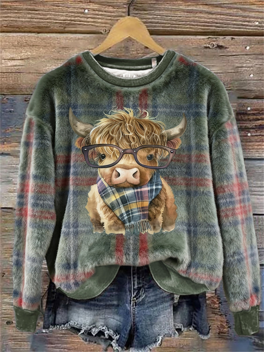 Women's Cute Cow Art Flannel Top