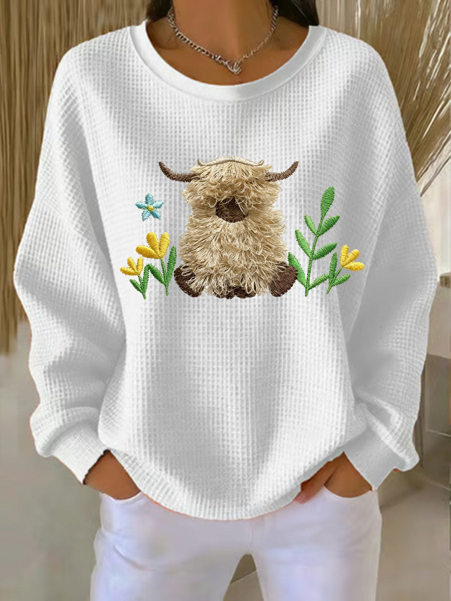 Women's Highland Cow Print Sweatshirt