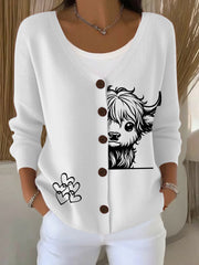 Women's Highland Cow Print Casual Cardigan
