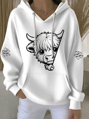 Women's Highland Cow Print Casual Hoodie