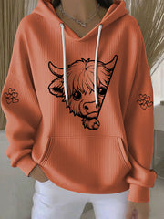 Women's Highland Cow Print Casual Hoodie