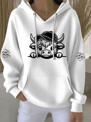 Women's Highland Cow Print Casual Hoodie