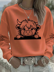 Women's Highland Cow Print Casual Sweatshirt