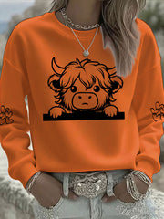 Women's Highland Cow Print Casual Sweatshirt
