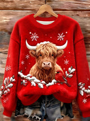 Women's Christmas Highland Cow Flannel Hoodie