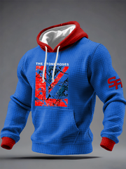 Men's Lemon Roses Music Lover Checkered Cotton Hoodie