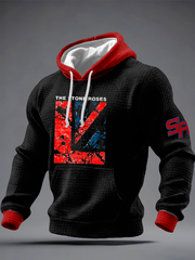 Men's Lemon Roses Music Lover Checkered Cotton Hoodie