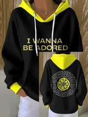 Women's I Wanna Be Adored Lemon Roses Music Lover Printed Hoodie
