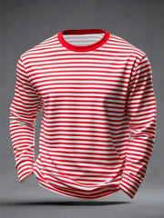 Männer rot weiße Streifen drucken lässiges Kölner Karneval-T-Shirt lang ärmel iges T-Shirt