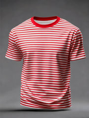 Herren rot weiße Streifen drucken Cologne Carnival Casual T-Shirt