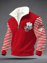 Herren Cologne Carnival Clown Print Casual Plüsch Reiß verschluss Pullover