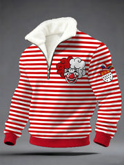 Herren Cologne Carnival Clown Print Casual Plüsch Reiß verschluss Pullover