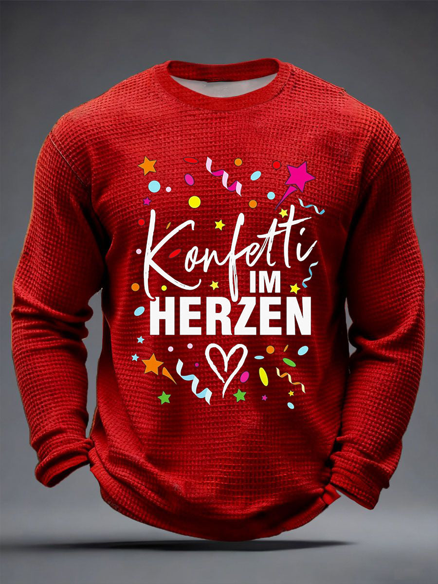 Langarm-T-Shirt mit Bedruckter Waffel für Männer im Kölner Karneval
