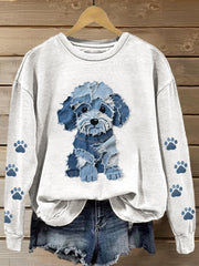 Women's Lovely Dog Patchwork Art Gradient Sweatshirt