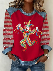 Frauen Kölner Karneval Denim Patchwork Top