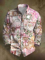 Herren Retro Weihnachts druck Freizeit hemd