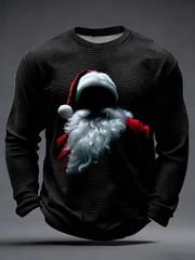 Herren Weihnachts mann Print Waffel Langarm T-Shirt