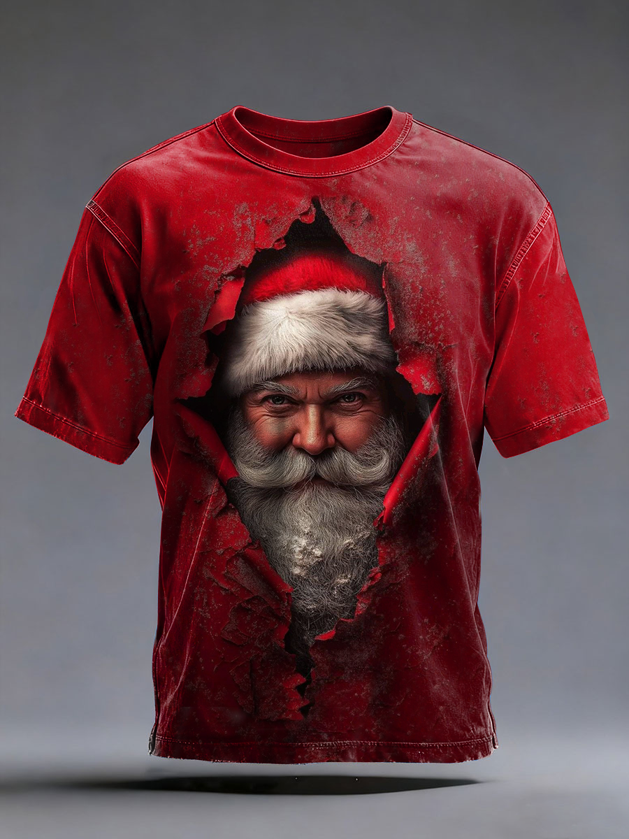 Herren T-Shirt mit kurzen Ärmeln auf Weihnachts mann