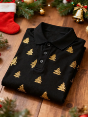 Herren Business Weihnachts baum Knopf langärmliges Hemd