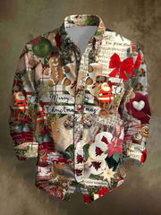 Herren Retro Weihnachts druck Freizeit hemd