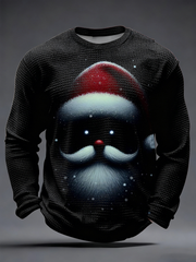 Herren Weihnachts mann Print Waffel Langarm T-Shirt