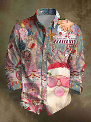 Herren Retro Weihnachts druck Freizeit hemd