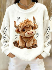 Women's Highland Cow Art Print Casual Top