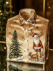 Weihnachts bedrucktes Satin-Shirt für Männer