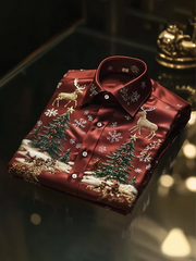 Herren-Satin-Shirt mit Weihnachts druck
