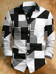 Herren Retro Abstrakter Kunstdruck Komfortables Business-Style-Shirt