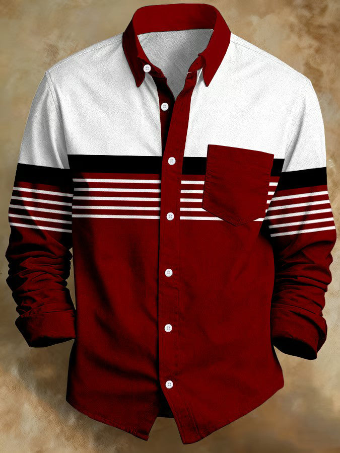 Herren Retro Abstrakter Kunstdruck Komfortables Business-Style-Shirt