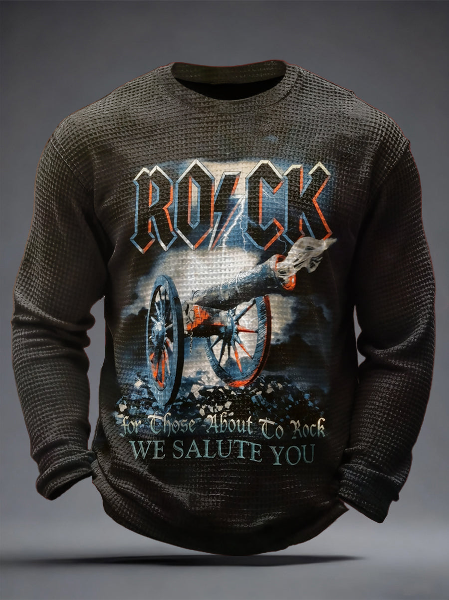 Herren Rockmusik inspiriertes Waffel oberteil