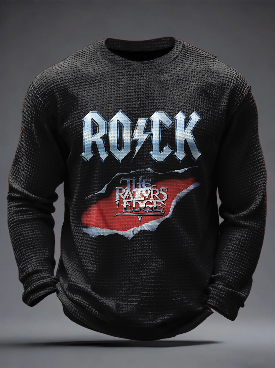 Herren Rockmusik inspiriertes Waffel oberteil